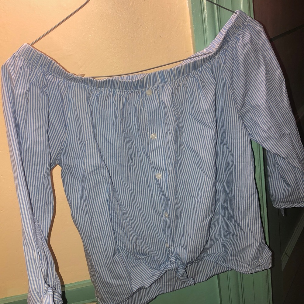 Blue Off Shoulder Blouse